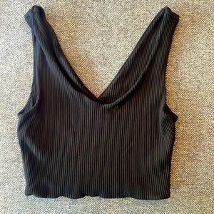 Amour Vert Rosa Paris Rib Tank - black crop top